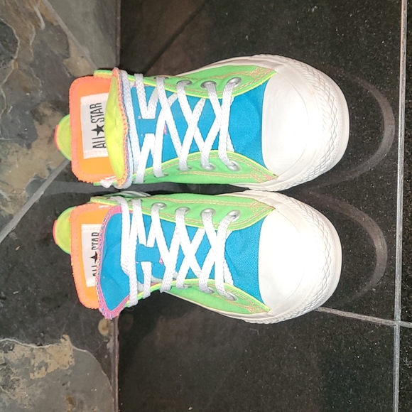 💚💛Neon Converse All Star double tongue💚💛 - Picture 5 of 11